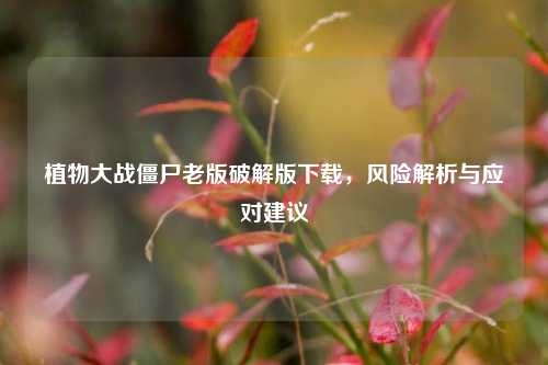 植物大战僵尸老版破解版下载,风险解析与应对建议