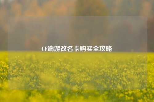 CF端游改名卡购买全攻略