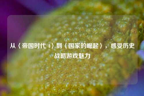 从〈帝国时代 4〉到〈国家的崛起〉,感受历史战略游戏魅力