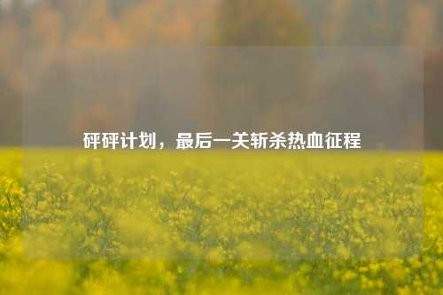 砰砰计划,最后一关斩杀热血征程