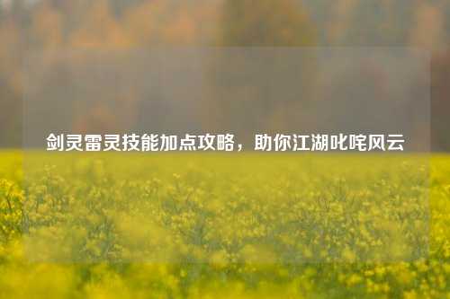 剑灵雷灵技能加点攻略,助你江湖叱咤风云
