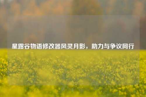 星露谷物语修改器风灵月影,助力与争议同行