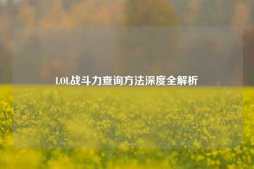 LOL战斗力查询方法深度全解析