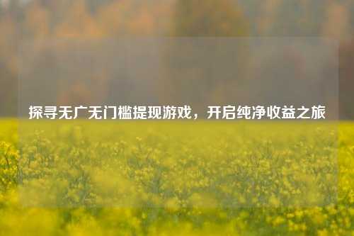 探寻无广无门槛提现游戏,开启纯净收益之旅
