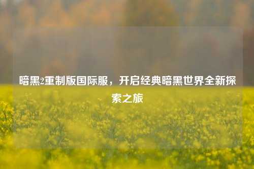 暗黑2重制版国际服,开启经典暗黑世界全新探索之旅