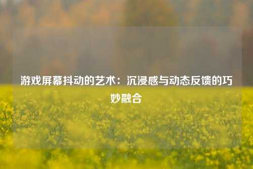 游戏屏幕抖动的艺术:沉浸感与动态反馈的巧妙融合