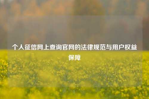个人征信网上查询官网的法律规范与用户权益保障
