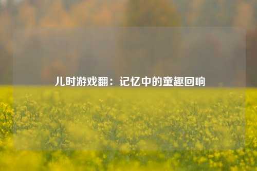 儿时游戏翻:记忆中的童趣回响