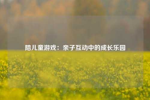 陪儿童游戏：亲子互动中的成长乐园